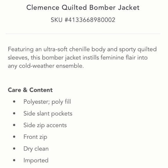 Anthropologie Clemence Bomber Sweatshirt Jacket Quilted Chenille Size Small - Picture 12 of 12